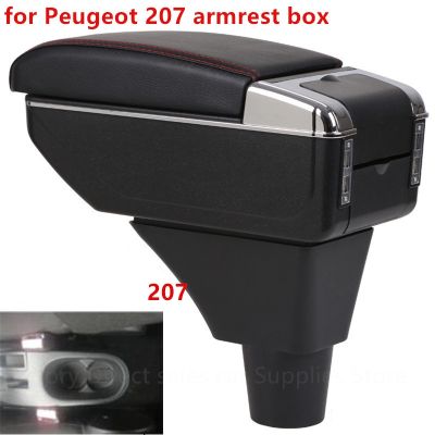 hot！【DT】﹉✤✁  peugeot 207 armrest box USB Charging heighten layer central Store content cup ashtray accessories