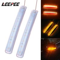 LEEPEE FPC แถบไฟ LED สีเหลืองอ่อน8 SMD กระจกมองหลังอัตโนมัติอเนกประสงค์สัญญาณไฟไฟแสดงสถานะรถสีเหลืองอำพันกระพริบ12V