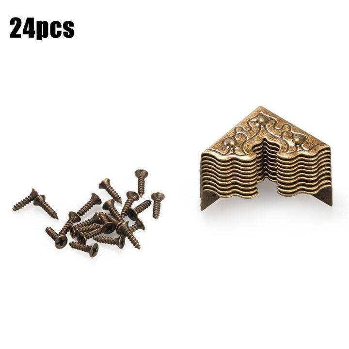 24pcs-25mm-antique-furniture-metal-crafts-jewelry-box-corner-foot-wooden-case-corner-protector-decorative-corner