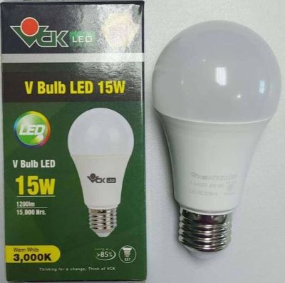 หลอดไฟ LED ยี่ห้อ VCK รุ่น V Bulb LED 15W Warmwhite 3000k