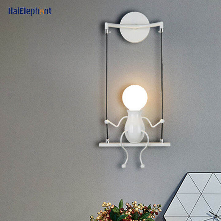 creative-led-wall-mounted-small-man-swing-lamp-childrens-room-bedroom-bedside-aisle-wall-sconces-nordic-art-decor-wall-lighting