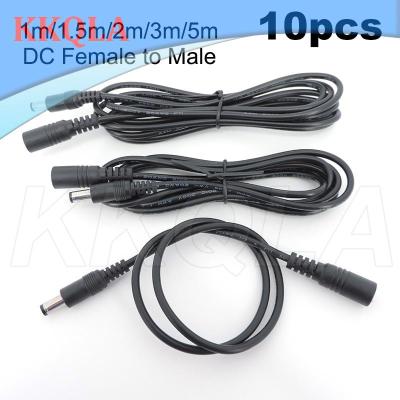 QKKQLA 10pcs DC Power supply Cable Female to Male Plug connector wire Extension Cord Adapter 5.5x2.1mm For 12V strip light Camera