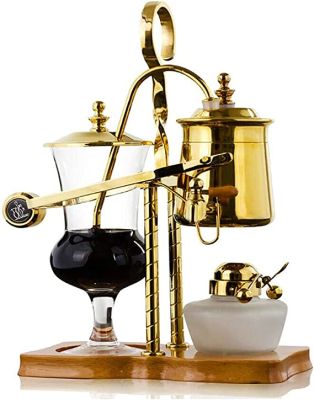 เครื่องชงกาแฟเบลเยี่ยม เครื่องชงกาแฟ Siphon สีทองสุดหรู Siphon Coffee Maker Luxury Gold กาลักน้ำกาแฟโบราณ