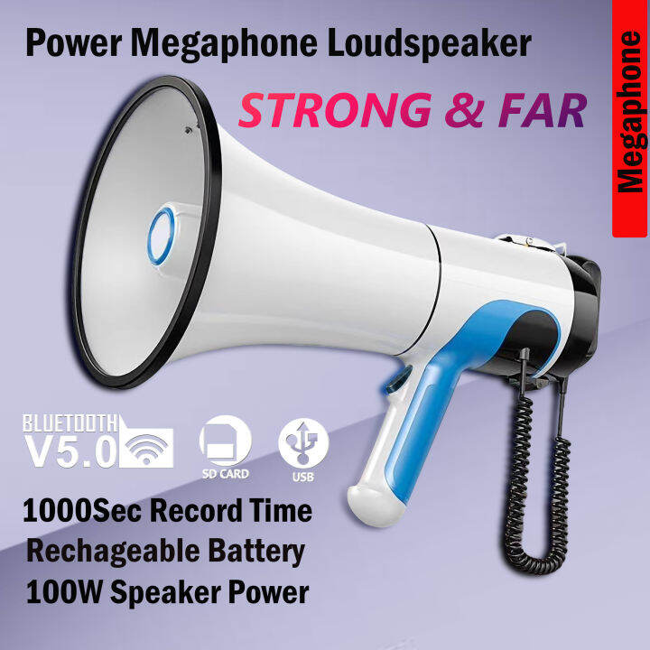 Power Megaphone Loud Hailer Rechargeable Battery Pembesar Suara