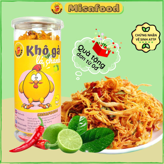 Khô gà lá chanh 300g misafood đồ ăn vặt thơm ngon,đậm vị - ảnh sản phẩm 1