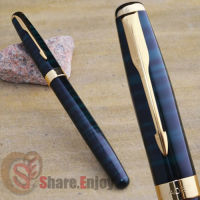 【☊HOT☊】 ORANGEE Baoer 388สีดำที่มีเม็ดสีเขียวและปลายปากกาทองขนาดกลางปากกาหมึกซึมใหม่