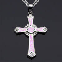 Upingi-Polychromatic Opal Drop Glue Glow Cross Pendant Necklacec474or