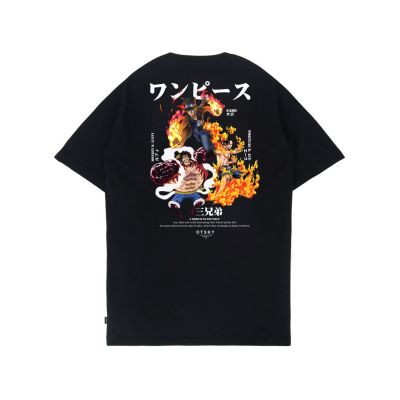 Otsky Anime T-Shirt 3 Brother One Piece Ace sabo luffy x Black P1019A - 9B  7OP4