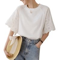 COD dhdfxcz ZANZEA Womens Street Fashion Knitted Lace Short Sleeve Ins Loose Small Flying Sleeve Blouses