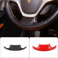 ABS Carbon Fiber/Red For Chevrolet Corvette C7 2014-2019 Car Stee Wheel Cover Trim Sticker Interior Car Essory