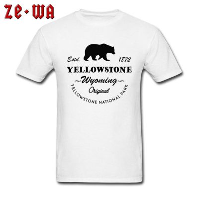 Cheap Men T Shirt Crew Neck Short Sleeve Fitness Printed Yellowstone National Park Wyoming Original Bear 100% Cotton