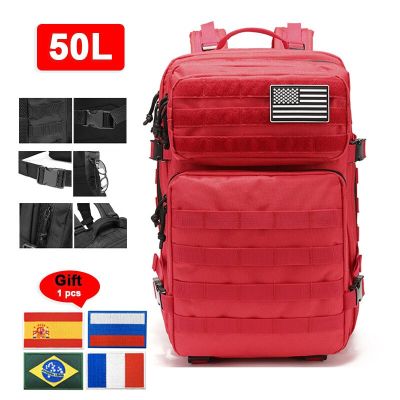 Outdoor 30L/50L Backpacks Add Stickers Tactics Spots Bag High Capacity Shoulders Bag Travel Water Proof Camouflage