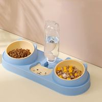 Pet Cat Bowl Automatic Feeder Dog Food Bowl With Water Fountain Double Bowl Drinking Raised Stand Dish Bowls For Cats