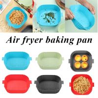 Square Air Fryer Silicone Bakeware Pan with Handles BBQ Barbecue Pad Plate Microwave Pizza Fried Chicken Kitchen Bakeware Cake Mold Snack Tray Non-Stick Pan Kitchen Accessories