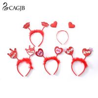 Valentines Day Party Headband Red Sequins Heart Head Boppers Antenna Hair Hoop Funny Hairband Holiday Party Props Gifts