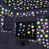 ZZOOI 50Pcs 4.2cm Colorful Luminous Stars Wall Sticker Glow In The Dark Decal For Kids Baby Rooms Home Decoration Fluorescent Stickers
