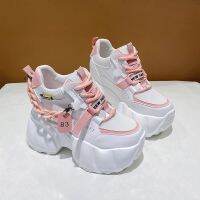 Comem Women Hidden Heels Sports Shoes 2023 Wedges Casual Chain Chunky Shoes High Platform Woman 10CM Autumn Breathable Sneakers