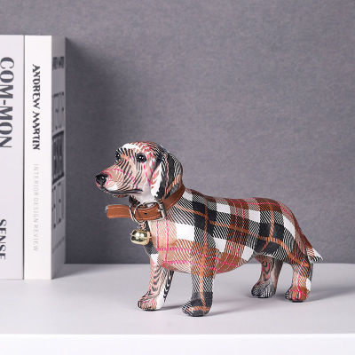 Creative สีสัน dachshund Dog figurines Modern Graffiti Art Home Decor Room ชั้นวางหนังสือตู้ทีวีเครื่องประดับสถานะสัตว์ Access