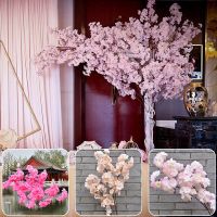 【DT】 hot  Artificial Cherry Blossom 3 Forks Simulation Plastic Silk Flower Branch For Wedding Party Arch Decorative Fake Flower Home Decor