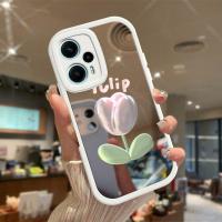 เคสสำหรับ Xiaomi POCO F5 5G เคสกันกระแทกกล้องกันกระแทกฝาหลังพื้นผิวกระจกลายดอกไม้ภาพวาดสีน้ำมัน