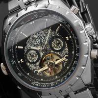 [COD] Foreign trade hot-selling watch black Jaragar mechanical stainless steel round mens multi-functional