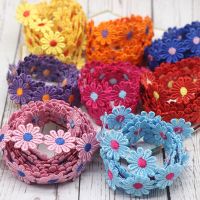 [HOT!] H732 Colorful Daisy Flower Lace Trim Knitting Wedding Lace Fabric Embroidered Diy Patchwork Ribbon Sewing Supplies Crafts