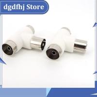 Dgdfhj Shop T Type 2 Way TV Splitter Aerial Coaxial Cable TV Male Plug to 2x Female Jack Antenna Connectors Adapters White