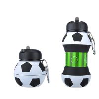 550Ml Foldable Football Kids Water Bottles Portable Sports Water Bottle Football Soccer Ball Shaped Water Bottl Silicone Cup