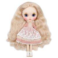 - blythe doll ตุ๊กตาบลายธ์ 1/6 bjd ผิวขาวร่วมร่างกายผมสั้น, ใหม่เคลือบใบหน้าแกะสลักริมฝีปากด้วยคิ้วที่กำหนดเองใบหน้า