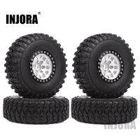 INJORA 4Pcs 1.9 Beadlock Wheel Tire Rim Set for 110 RC Crawler Axial SCX10 90046 D90 MST