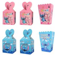 6/48Pcs Disney Lilo &amp; Stitch Popcorn Box Snack Candy Boxes Baby Shower Kids Birthday Party Decoration Supplies Christmas Gifts Gift Wrapping  Bags