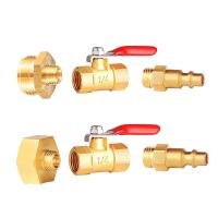 1/4“ DN8 External Thread Brass Quick Connector with Ball Valve Winter Garden Pipe Sprinkler Antifreeze Blow Out Water Adapter