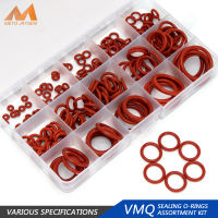 200ชิ้น/กล่องรัด VMQ สีแดงซิลิโคนปิดผนึกเปลี่ยนปะเก็นโอริขนาดเส้นผ่าศูนย์กลาง6มม.-30มม. ความหนา1.9มม. 2.4มม. 3.1มม. HG009