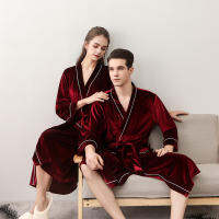 Summer Soft Golden Velvet Bathrobe Men Thin Long Robes Couples Bride Wedding Dress Luxury Palace V-neck Female Robe Nightgowns