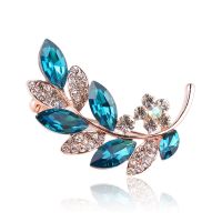 TODOX Brooch Fashion beauty Women man rose gold Zinc Alloy crystal exquisite plant leaf pins garment accessory activity party