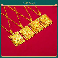 ASIX GOLD สร้อยคอจี้ดอกไม้ผู้หญิงทอง 24K สร้อยคอจี้สี่เหลี่ยม ไม่ดำ ไม่ลอก
