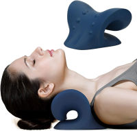 RESTCLOUD Neck and Shoulder Relaxer, Cervical Traction Device for TMJ Pain Relief and Cervical Spine Alignment, Chiropractic Pillow, Neck Stretcher (Dark Blue)