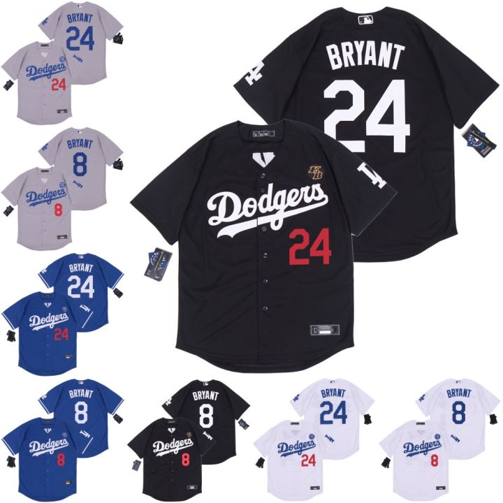 LA Dodgers Kobe Bryant Gray Baseball Jersey 8 24