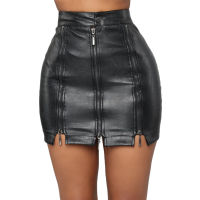 Faux PU leather sexy mini skirts womens plus size high waist zipper stitching leather skirt black tight skirt girls new BSQ031