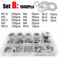 ☼✸ 560/1040pcs M1.6 M2 M2.5 M3 M3.5 M4 M5 M6 M8 M10 M12 M14 M16 304 Stainless Steel Flat Washer Assortment Kit Plain Gasket Box Set