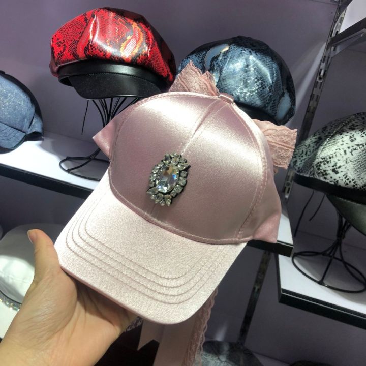 01904-jiejia2019112-satin-sheen-lace-bowknow-lady-baseball-hat-women-leisure-bomber-cap