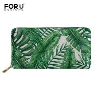 FORUDESIGNS Tropical Plant Female Wallet Leather Purse Female Long Wallet Women Zipper Purse Money Coin Purse For Mobile