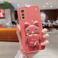 สเตอริโอ3D หรูหราที่วางเคสมือถือชุบโลหะกระต่ายน่ารัก HP ฝาหลังเคส TPU เนื้อนุ่มสำหรับ VIVO Z1 Pro S1 S1 Pro T1 5G T2x X50 X60 Pro X70 X80 Pro X90 Pro