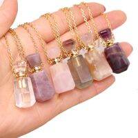 Gem Stone Perfume Bottle Necklace Diffuser Pendant Amethysts Necklaces for Jewelry Wholesale