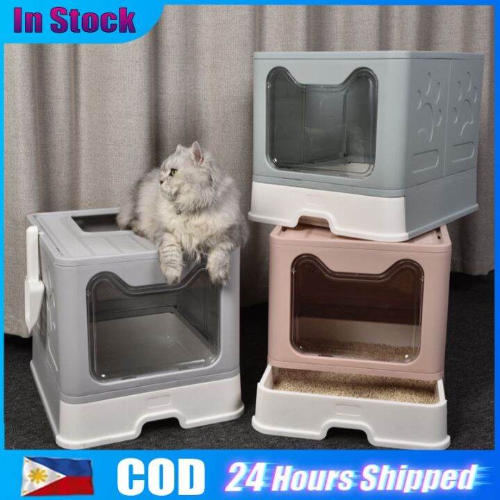 BIAZE Foldable Cat Litter Box Large Size Semi Closure Cat Bed With