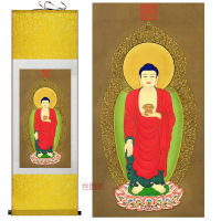 BHShop Amitabha Buddha วาดรูปพระพุทธเจ้าภาพวาดพระพุทธตกแต่งวัดภาพวาดเลื่อนภาพวาดภาพวาดผ้าไหมภาพวาดขนาด: A