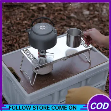 Mini Camping Stove Table With Heat Gas Burner Holder Foldable Stove Outdoor  Compatible Travel Picnic Table Aluminum Alloy