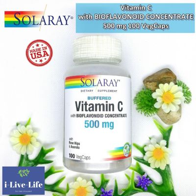 วิตามินซี สูตรบัฟเฟอร์ Buffered Vitamin C with Bioflavonoid Concentrate 500 mg 100 VegCaps -Solaray