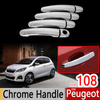 for Peugeot 108 Accessories Chrome Trim Chromium Styling Door Handles Cover Sticker Exterior Decoration Car Styling