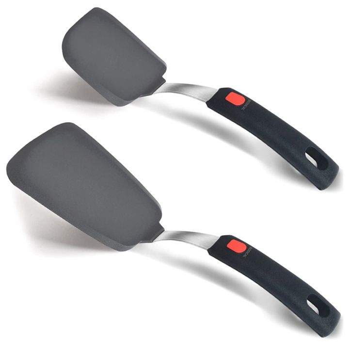 2PCS Flexible Silicone Spatulas Set, Heat Resistant Flexible Rubber  Spatulas, Silicone Cooking Utensils Set, Non-Stick Rubber Kitchen Utensils  for